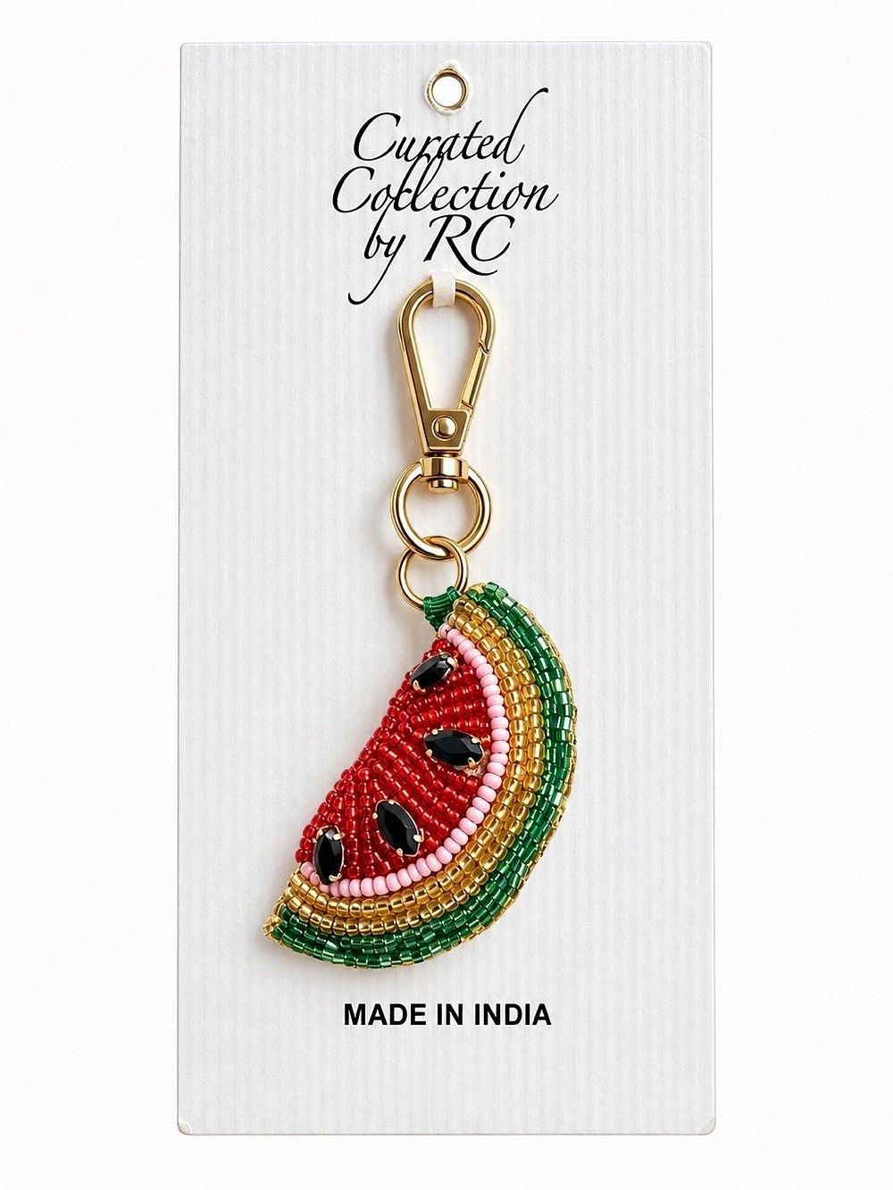 Whimsical kawaii Beaded Watermelon Bag Charm Keychain